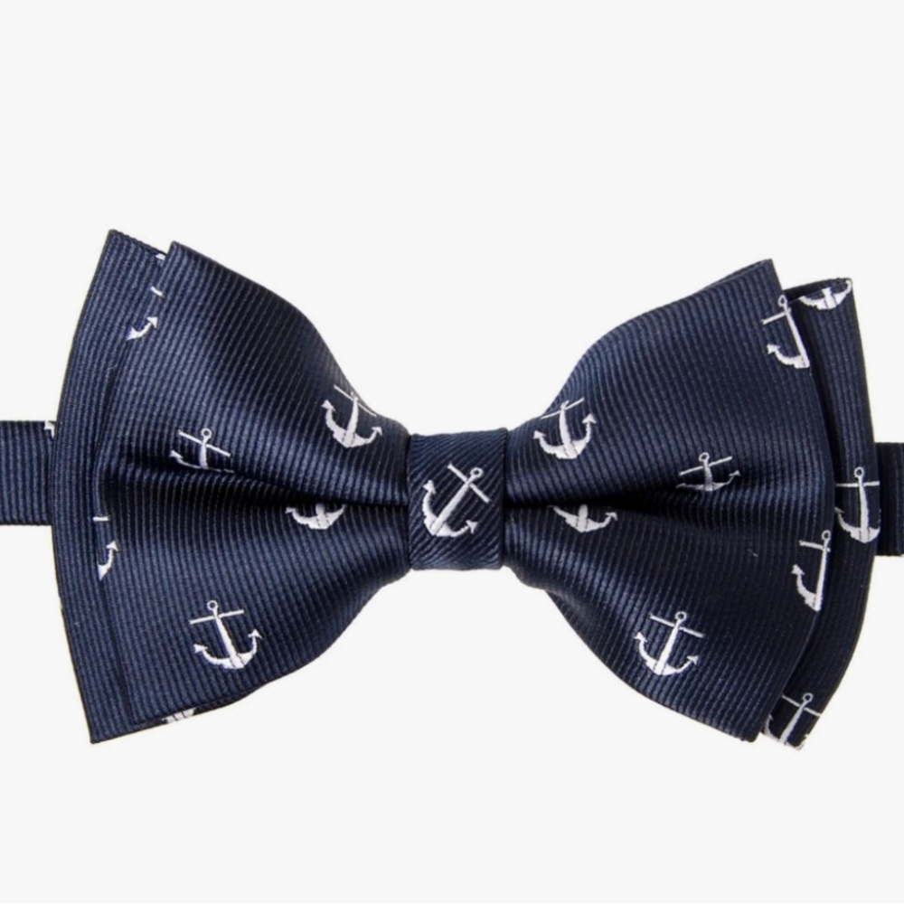 Retreez Classic Anchor Pattern Woven Microfiber Pre-tied Boy's Bow Tie